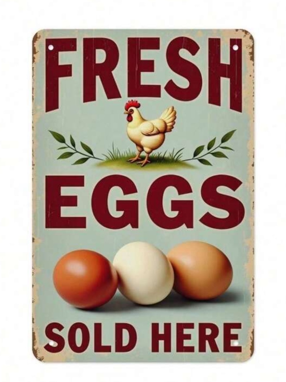 Fresh Eggs Sold Here Vintage-Style Metal Decor NEW 🏷️
